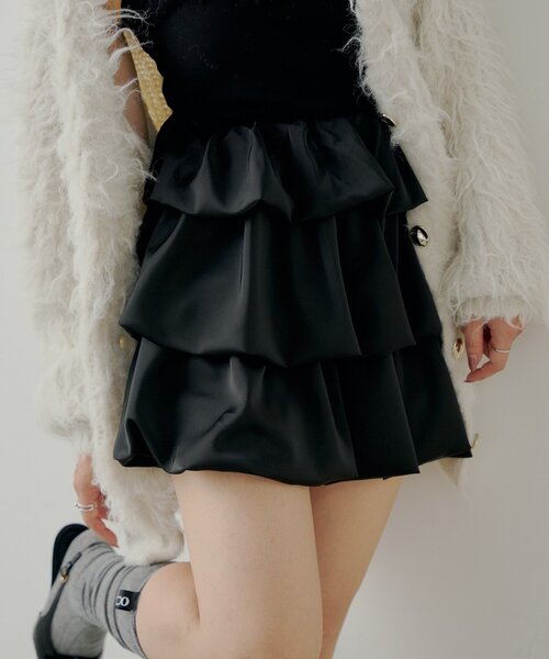 Chico（チコ）の「ティアードバルーンミニスカート（スカート・レディース・ブラウン/ブラック/ライトベージュ・FREE）」の20枚目の写真