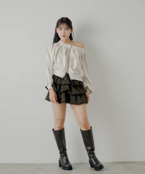 Chico（チコ）の「ティアードバルーンミニスカート（スカート・レディース・ブラウン/ブラック/ライトベージュ・FREE）」の11枚目の写真