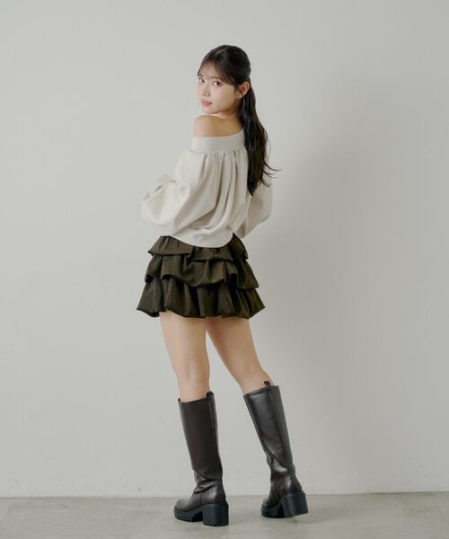 Chico（チコ）の「ティアードバルーンミニスカート（スカート・レディース・ブラウン/ブラック/ライトベージュ・FREE）」の9枚目の写真