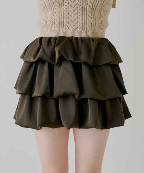 Chico（チコ）の「ティアードバルーンミニスカート（スカート・レディース・ブラウン/ブラック/ライトベージュ・FREE）」の8枚目の写真