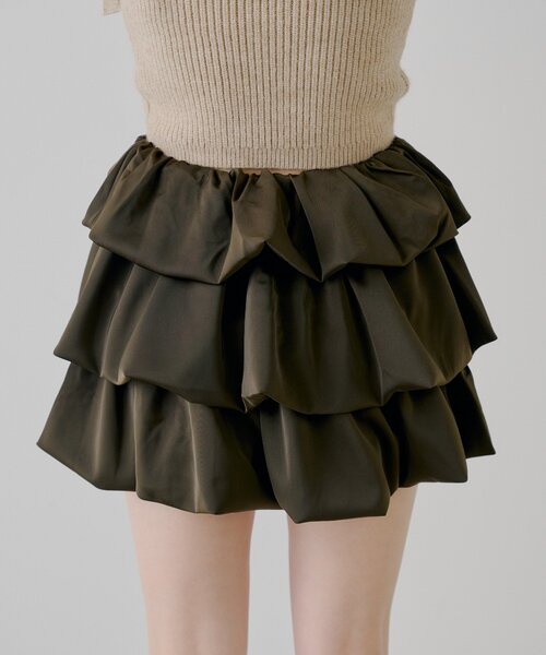 Chico（チコ）の「ティアードバルーンミニスカート（スカート・レディース・ブラウン/ブラック/ライトベージュ・FREE）」の6枚目の写真