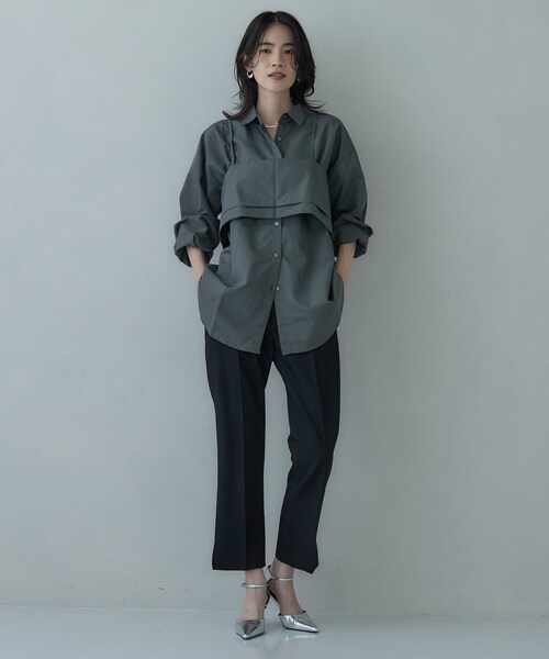 GALLEST(ギャレスト)の「ビスチェセットブロードシャツ(シャツ/ブラウス・レディース・ライトブルー/ホワイト/チャコールグレー・38)」の13枚目の写真