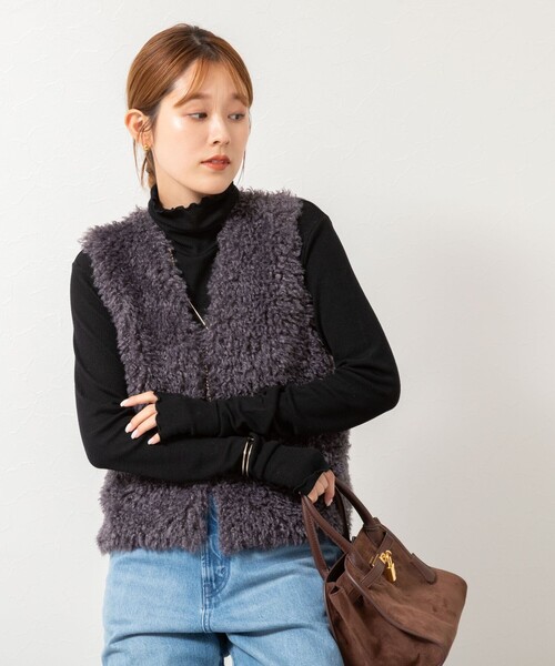NOLLEY’S（ノーリーズ）の「◇【WEB限定】ファーベスト（ベスト・レディース・チャコールグレー/キナリ・38）」の5枚目の写真