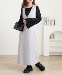 OMNES（オムネス）の「ストレッチ杢Vネックワンピース（ワンピース）」