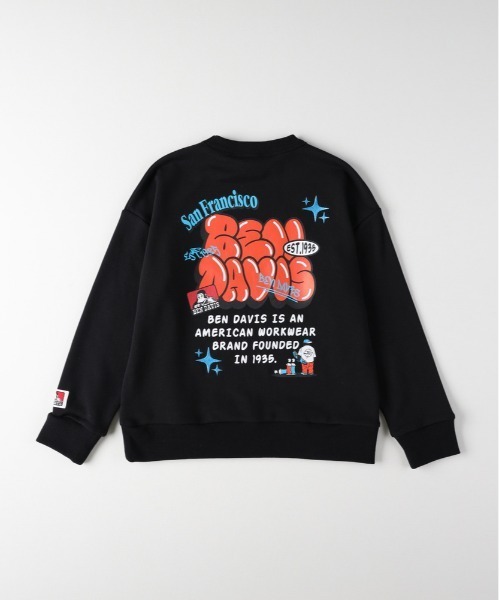 Right-on（ライトオン）の「【BEN DAVIS】アソートグラフィックスウェットプルオーバー (キッズ/アソートグラフィック/コットンブレンド/厚手/暖かい/動きやすい/カジュアル/レイヤード)（スウェット・キッズ・ブラック/グレー/パープル/ダークグレー・130/140/150/160）」の2枚目の写真