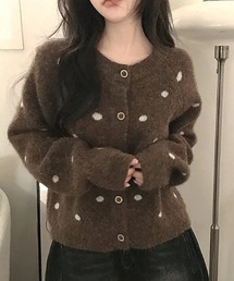 ドット柄ゆったりカーディガン