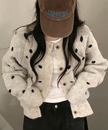 ドット柄ゆったりカーディガン