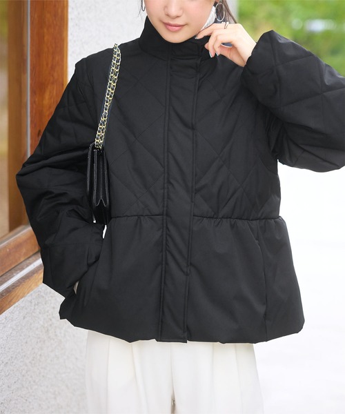 あったか裏シャギー ] キルティングペプラムアウター（ブルゾン