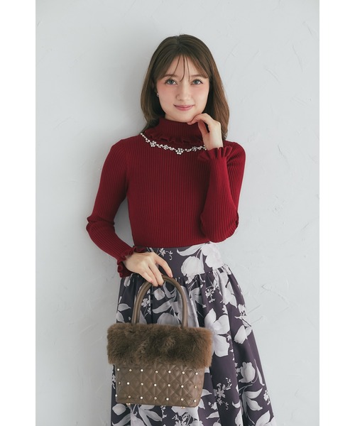 tocco closet(トッコ クローゼット)の「3WAYショルダー付きパールビジュー装飾ファー×ハートキルティングバッグ(ショルダーバッグ・レディース・ブラウン/アイボリー/ピンクベージュ・FREE)」の12枚目の写真