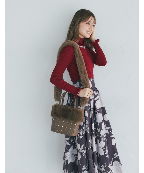 トッコ ３ＷＡＹショルダー付きパールビジュー装飾ファー×ハートキルティングバッグ 3WAYショルダー付きパールビジュー装飾ファー×ハートキルティング