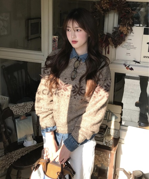 セール】【GENERAL IDEA】スノウニットプルオーバー / DUST SNOW KNIT