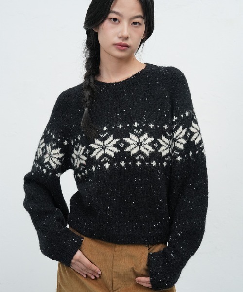 GENERAL IDEA（ジェネラルアイデア）の「【GENERAL IDEA】スノウニットプルオーバー / DUST SNOW KNIT PULLOVER（ニット/セーター・レディース・ブラック/ベージュ/レッド・L/M/S）」の2枚目の写真