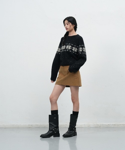 GENERAL IDEA（ジェネラルアイデア）の「【GENERAL IDEA】スノウニットプルオーバー / DUST SNOW KNIT PULLOVER（ニット/セーター・レディース・ブラック/ベージュ/レッド・L/M/S）」の6枚目の写真