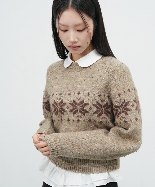 GENERAL IDEA（ジェネラルアイデア）の「【GENERAL IDEA】スノウニットプルオーバー / DUST SNOW KNIT PULLOVER（ニット/セーター・レディース・ブラック/ベージュ/レッド・L/M/S）」の13枚目の写真