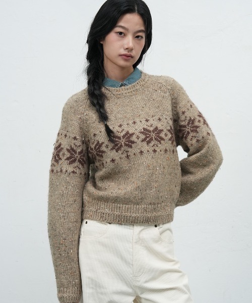 GENERAL IDEA（ジェネラルアイデア）の「【GENERAL IDEA】スノウニットプルオーバー / DUST SNOW KNIT PULLOVER（ニット/セーター・レディース・ブラック/ベージュ/レッド・L/M/S）」の12枚目の写真