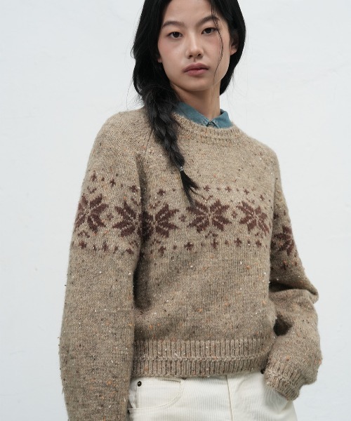 GENERAL IDEA（ジェネラルアイデア）の「【GENERAL IDEA】スノウニットプルオーバー / DUST SNOW KNIT PULLOVER（ニット/セーター・レディース・ブラック/ベージュ/レッド・L/M/S）」の11枚目の写真