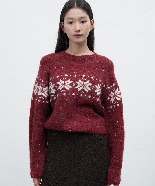GENERAL IDEA（ジェネラルアイデア）の「【GENERAL IDEA】スノウニットプルオーバー / DUST SNOW KNIT PULLOVER（ニット/セーター・レディース・ブラック/ベージュ/レッド・L/M/S）」の21枚目の写真