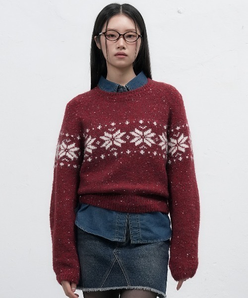 GENERAL IDEA（ジェネラルアイデア）の「【GENERAL IDEA】スノウニットプルオーバー / DUST SNOW KNIT PULLOVER（ニット/セーター・レディース・ブラック/ベージュ/レッド・L/M/S）」の20枚目の写真