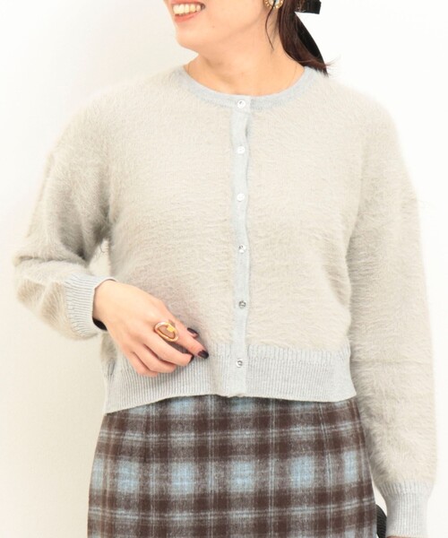 MICO COULIER（ミコクリエ）の「フェザーヤーンカーディガン（カーディガン/ボレロ・レディース・チャコールグレー/ライトグレー/キナリ・38）」の3枚目の写真