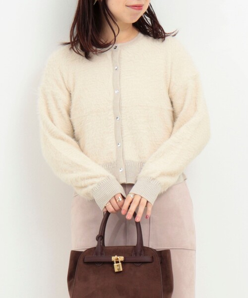 MICO COULIER（ミコクリエ）の「フェザーヤーンカーディガン（カーディガン/ボレロ・レディース・チャコールグレー/ライトグレー/キナリ・38）」の5枚目の写真