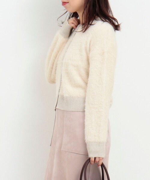 MICO COULIER（ミコクリエ）の「フェザーヤーンカーディガン（カーディガン/ボレロ・レディース・チャコールグレー/ライトグレー/キナリ・38）」の7枚目の写真