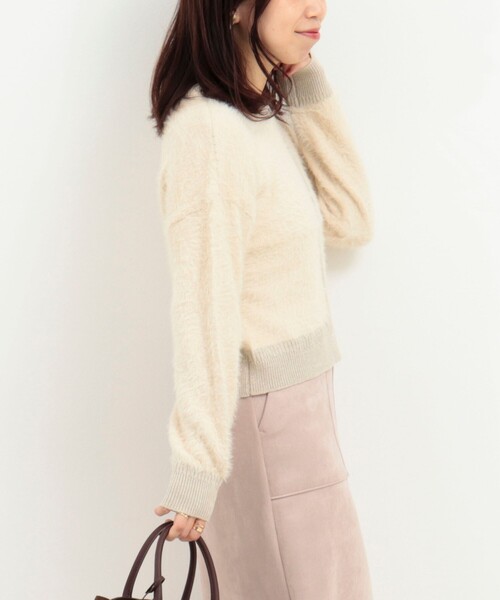 MICO COULIER（ミコクリエ）の「フェザーヤーンカーディガン（カーディガン/ボレロ・レディース・チャコールグレー/ライトグレー/キナリ・38）」の11枚目の写真