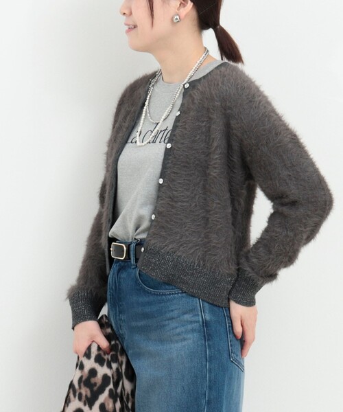 MICO COULIER（ミコクリエ）の「フェザーヤーンカーディガン（カーディガン/ボレロ・レディース・チャコールグレー/ライトグレー/キナリ・38）」の16枚目の写真