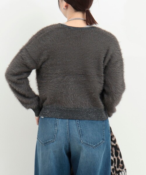 MICO COULIER（ミコクリエ）の「フェザーヤーンカーディガン（カーディガン/ボレロ・レディース・チャコールグレー/ライトグレー/キナリ・38）」の18枚目の写真