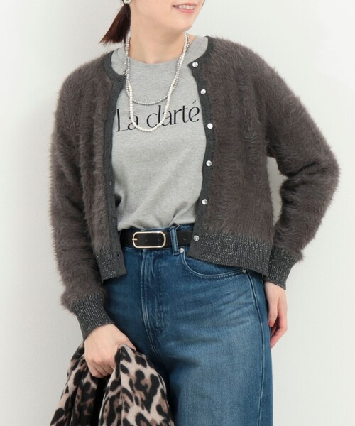 MICO COULIER（ミコクリエ）の「フェザーヤーンカーディガン（カーディガン/ボレロ・レディース・チャコールグレー/ライトグレー/キナリ・38）」の20枚目の写真