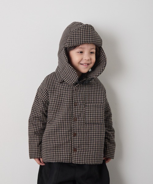riziere（リジェール）の「チェック柄中綿フライトキャップ（キャップ・キッズ・ブラック・FREE）」の2枚目の写真