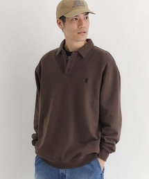 BACK NUMBER | 【BACK NUMBER】ポロカラースウェット プルオーバー トレーナー (ヘビーオンス/綿/ハーフボタン/オーバーサイズ)(スウェット)