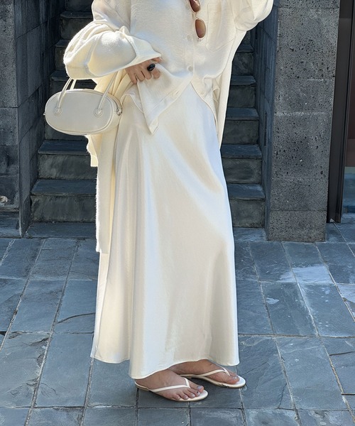 セール】サテンスカート ロング 秋 冬 Aライン（スカート）｜LOWO