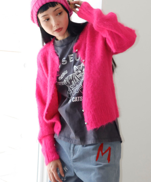 Three Four Time（ｽﾘｰﾌｫｰﾀｲﾑ）の「ソフトシャギーW起毛カーディガン（カーディガン/ボレロ・レディース・キャメル/ピンク/アイボリー・FREE）」の3枚目の写真