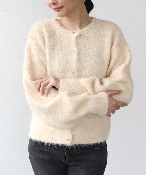 Three Four Time（ｽﾘｰﾌｫｰﾀｲﾑ）の「ソフトシャギーW起毛カーディガン（カーディガン/ボレロ・レディース・キャメル/ピンク/アイボリー・FREE）」の2枚目の写真
