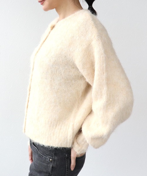 Three Four Time（ｽﾘｰﾌｫｰﾀｲﾑ）の「ソフトシャギーW起毛カーディガン（カーディガン/ボレロ・レディース・キャメル/ピンク/アイボリー・FREE）」の4枚目の写真