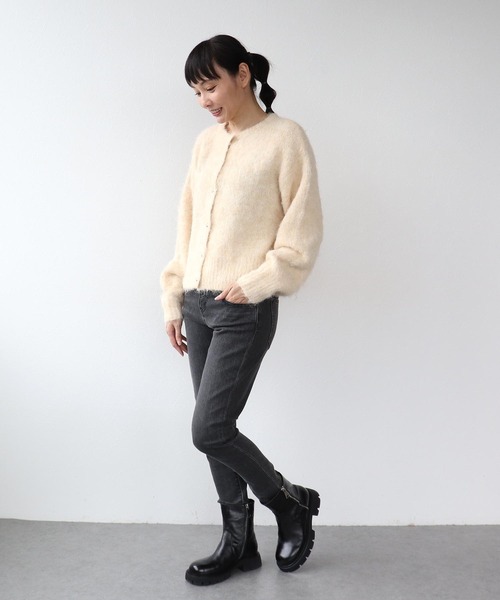 Three Four Time（ｽﾘｰﾌｫｰﾀｲﾑ）の「ソフトシャギーW起毛カーディガン（カーディガン/ボレロ・レディース・キャメル/ピンク/アイボリー・FREE）」の7枚目の写真