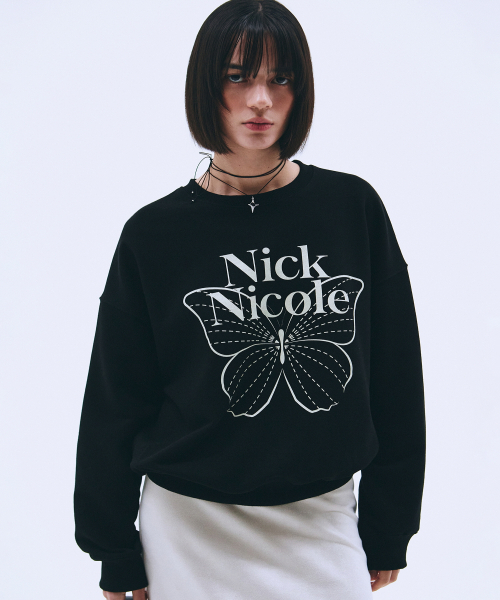 NICK&NICOLE（ニックアンドニコール）の「BUTTERFLY SIGNATURE SWEATSHIRT_BLACK CREAM（スウェット・レディース・その他・FREE）」の2枚目の写真