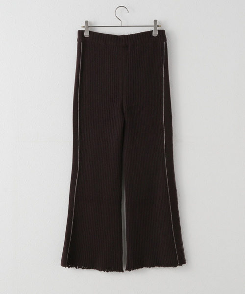 LOW CLASSIC（ロウ　クラシック）の「【LOW CLASSIC/ロウ・クラシック】 DAMAGED KNIT BOOT CUT PANTS（その他パンツ・レディース・ブラウン・SMALL）」の2枚目の写真