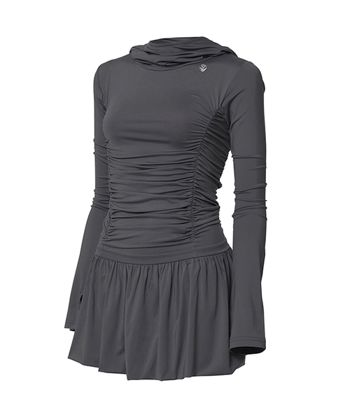 FLAREUP(フレアアップ)の「Hooded High Neck Long Dress (FL-185_Charcoal)(ワンピース・レディース・チャコール・OS)」の1枚目の写真