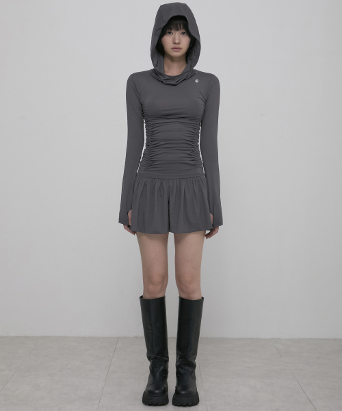 FLAREUP(フレアアップ)の「Hooded High Neck Long Dress (FL-185_Charcoal)(ワンピース・レディース・チャコール・OS)」の6枚目の写真