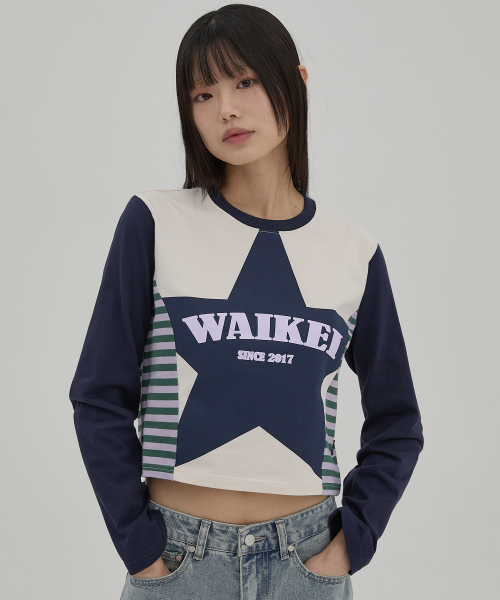 WaiKei(ワイケイ)の「(ウィメンズ) スターウィズストライプTシャツ ネイビー(Tシャツ/カットソー・レディース・その他・FREE)」の2枚目の写真