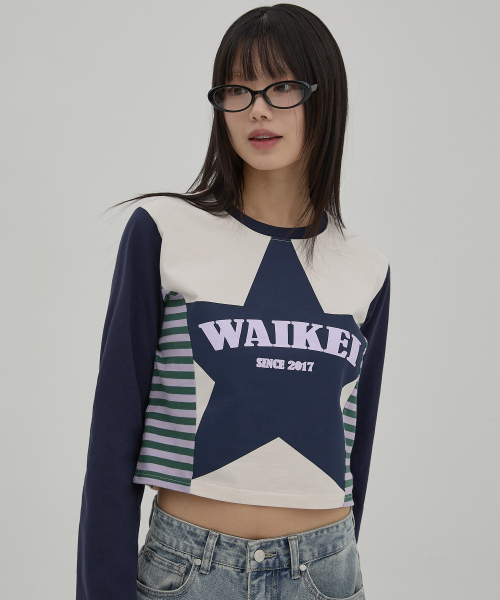 WaiKei(ワイケイ)の「(ウィメンズ) スターウィズストライプTシャツ ネイビー(Tシャツ/カットソー・レディース・その他・FREE)」の3枚目の写真