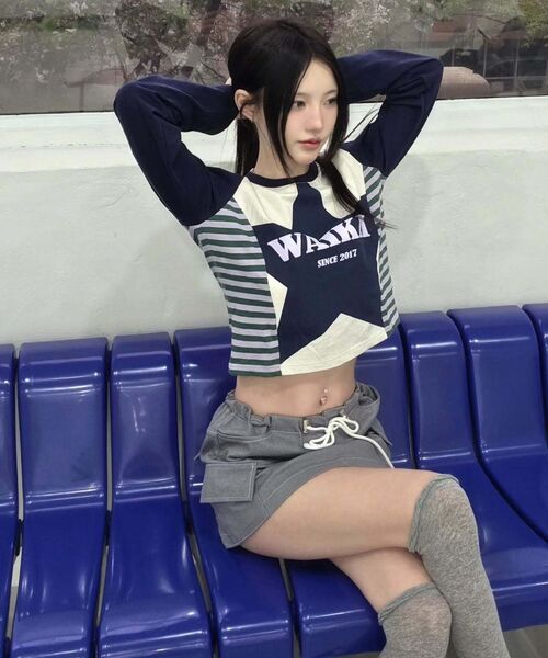 WaiKei(ワイケイ)の「(ウィメンズ) スターウィズストライプTシャツ ネイビー(Tシャツ/カットソー・レディース・その他・FREE)」の7枚目の写真