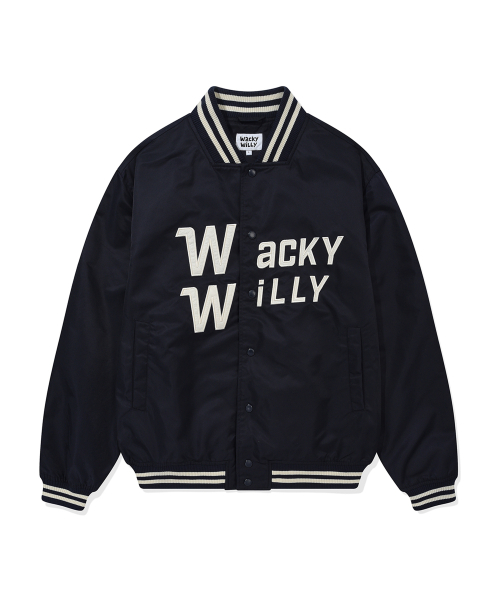 Wacky WiLLy(ワッキーウィリー)の「ナイロングラフィックバスティジャケットダークネイビー(スタジャン・レディース・その他・X-LARGE/SMALL/MEDIUM/LARGE)」の1枚目の写真