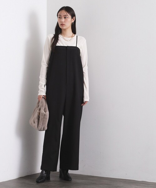 OPAQUE.CLIP（オペークドットクリップ）の「ベアサロペット【洗濯機OK】（サロペット/オーバーオール・レディース・ブラック/ブラウン系その他・38/40）」の3枚目の写真