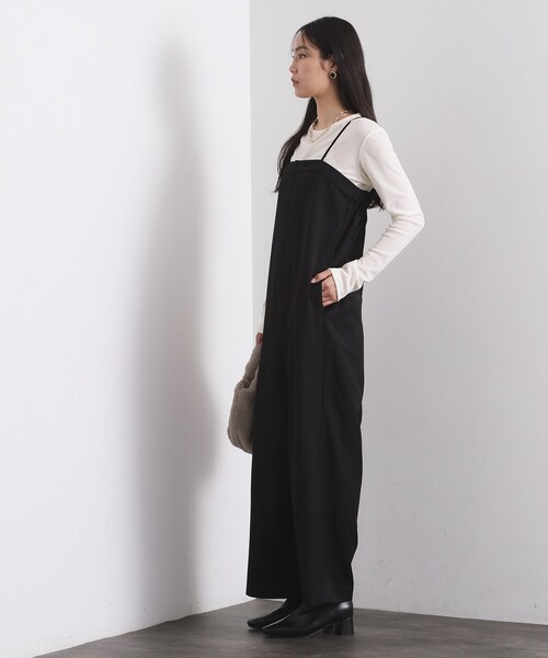 OPAQUE.CLIP（オペークドットクリップ）の「ベアサロペット【洗濯機OK】（サロペット/オーバーオール・レディース・ブラック/ブラウン系その他・38/40）」の4枚目の写真