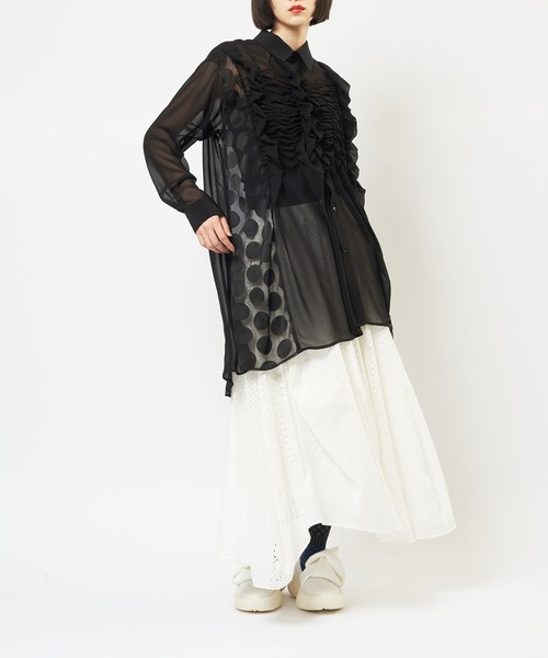 gomme 変形 シャツ ブラウス gomme（ゴム） ブラウス シャツ 収縮