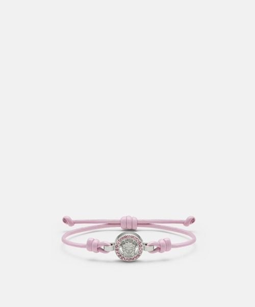 VERSACE(ヴェルサーチ)の「メドゥーサ '95 クリスタル レザー ブレスレット(ブレスレット・メンズ・ブラック×ゴールド/ピンク・ONE SIZE)」の2枚目の写真