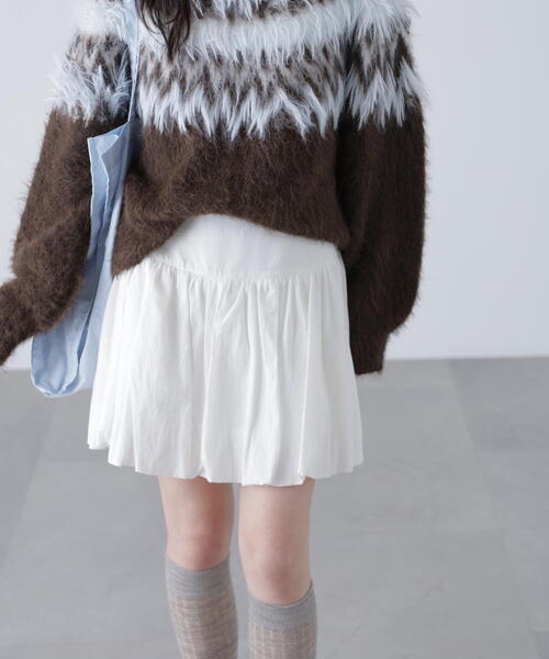 FREE'S MART(フリーズマート)の「インナーパンツ付きナチュラルコットンバルーンミニスカート(スカート・レディース・ホワイト/ブラウン系その他・MEDIUM/SMALL)」の14枚目の写真