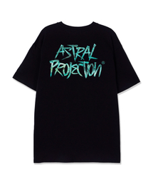 ターコイズグラフィティレタリングスーピマコットンラウンドネック半袖Tシャツ_ブラック